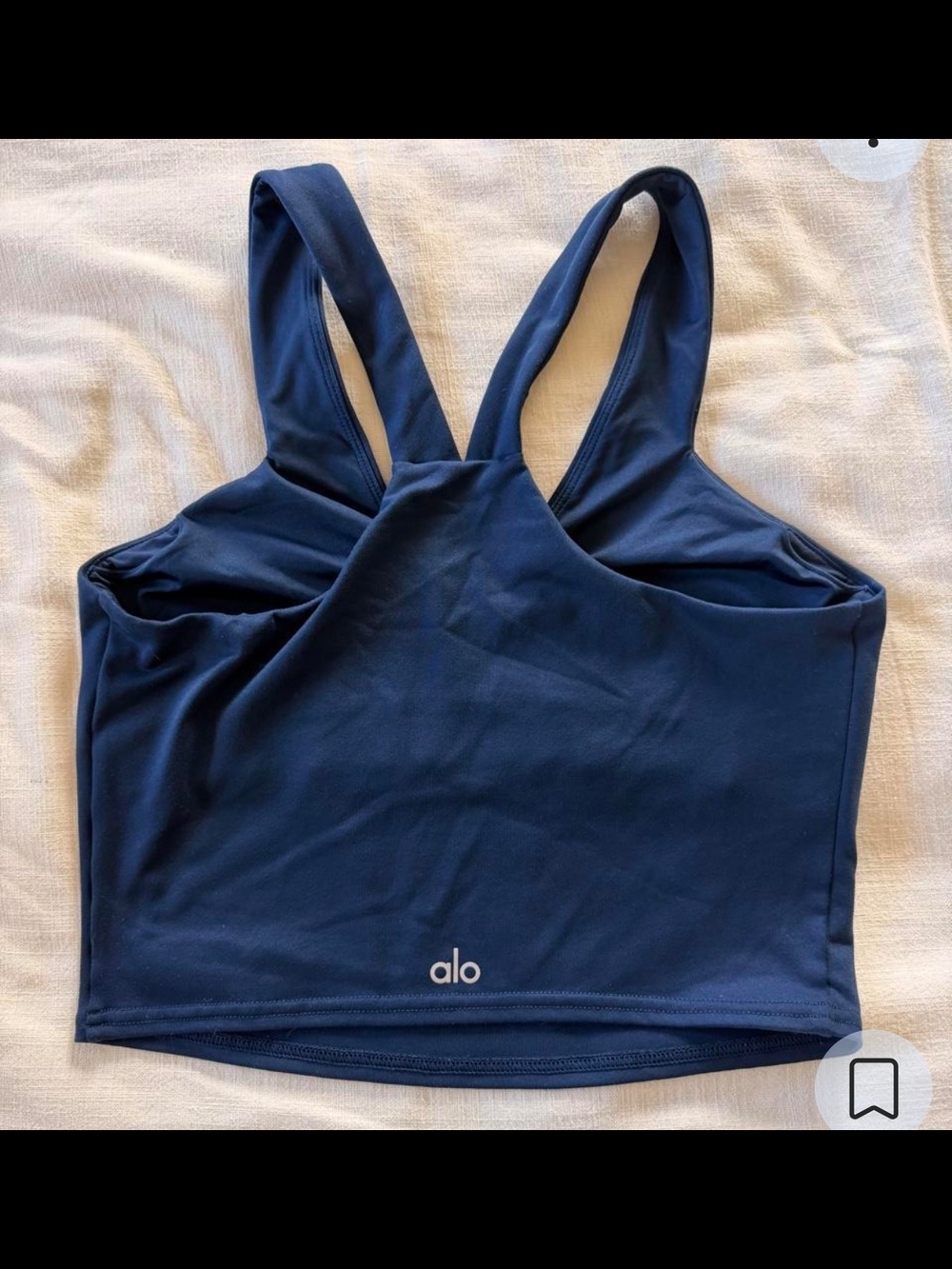 Alo Black Cropped Sports Tank - Alo Logo Like New